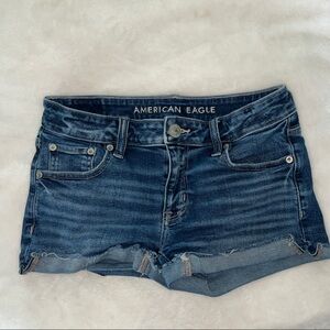 American Eagle Outfitters Dark Blue Distressed Denim Cutoff Shorts